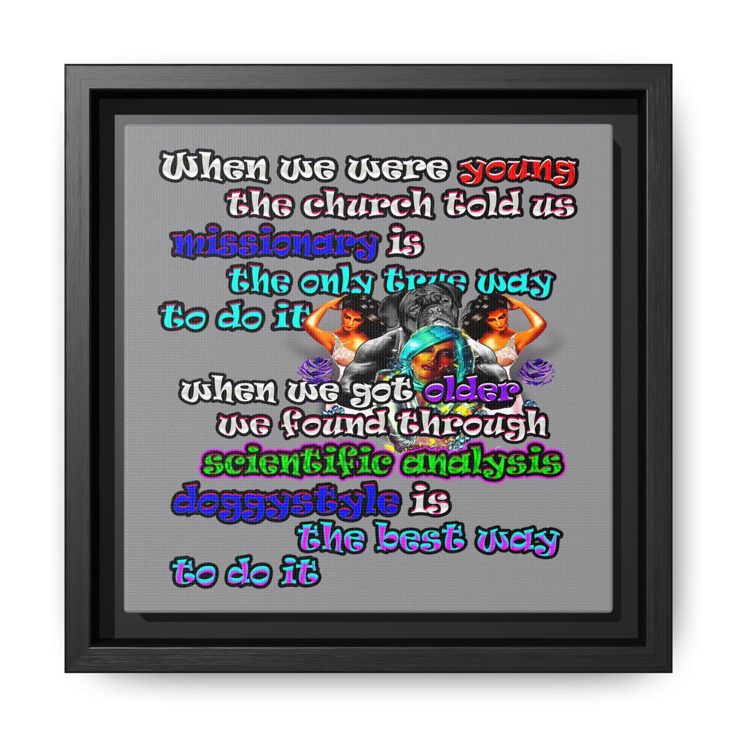 doggystyle - framed canvas art (grey)