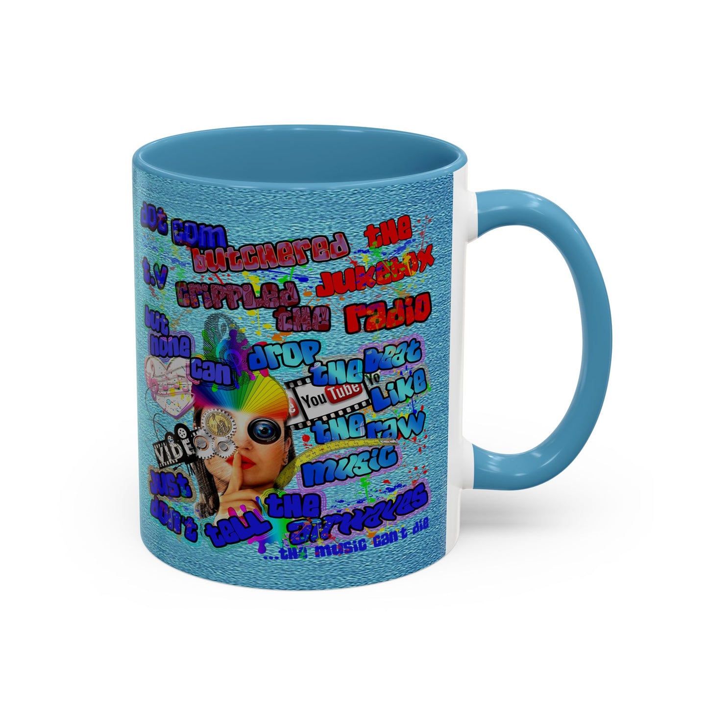 drop the beat - Accent Mug (faded blue)