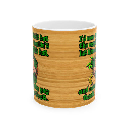 turtle race - White Mug (butterscotch wood finish)