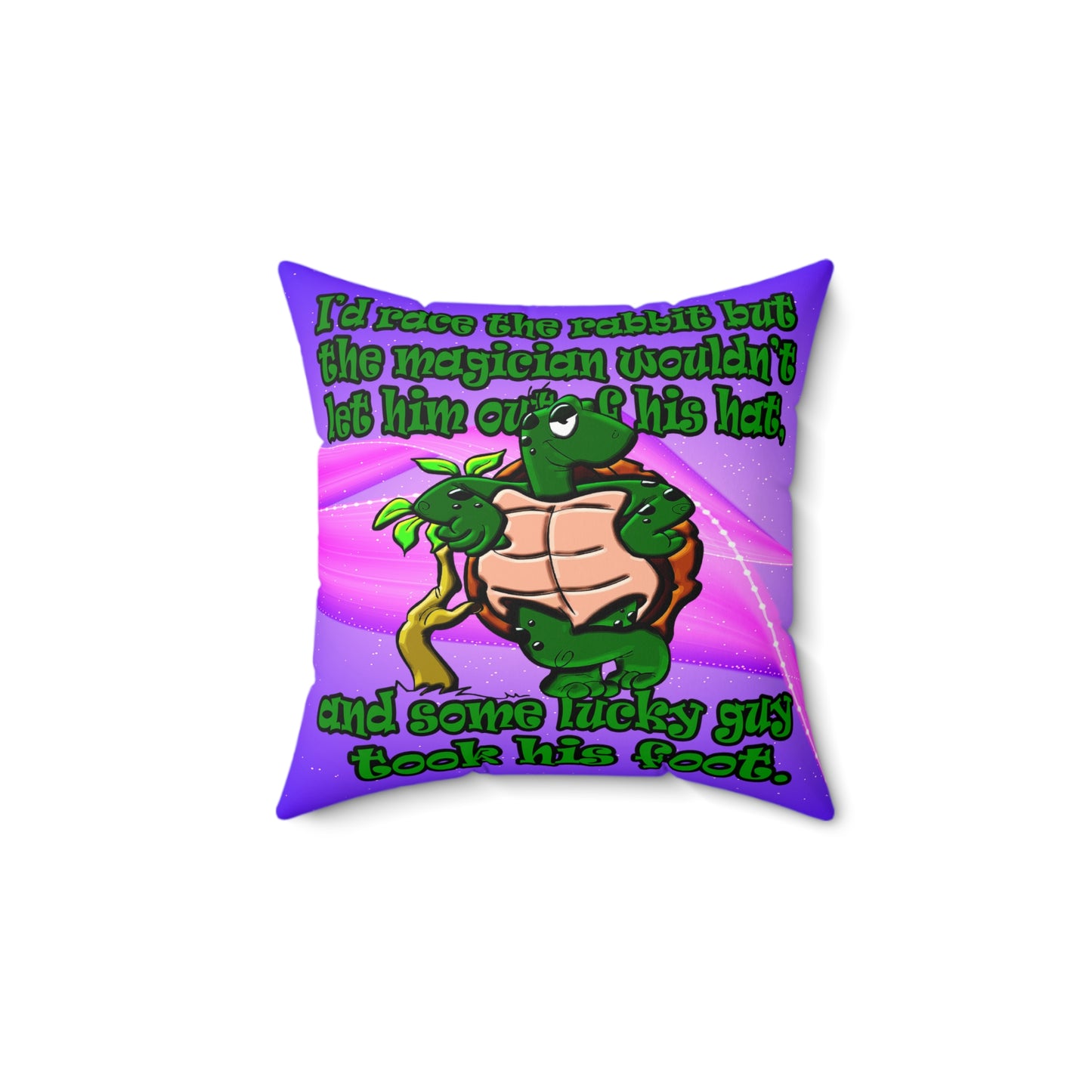 turtle race - Spun Polyester Square Pillow - (purple-pink wave)