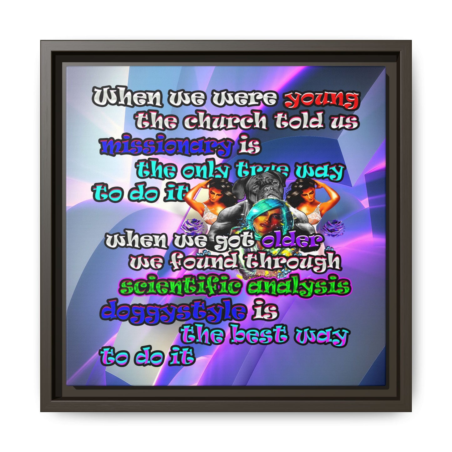 doggystyle - framed canvas art (grey-pink wave)