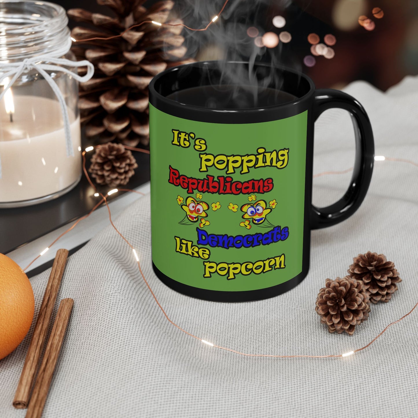 popping like popcorn - Black Mug (green)