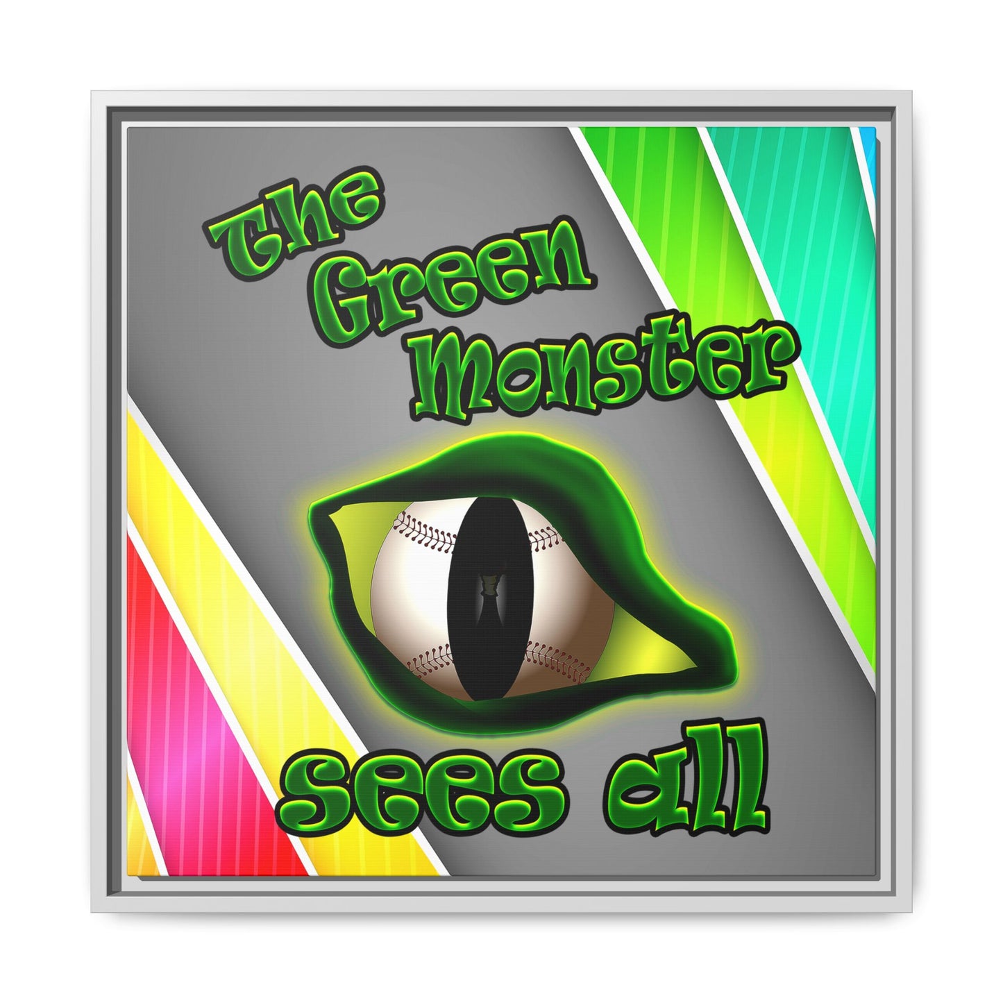 green monster - framed canvas art (rainbow split)