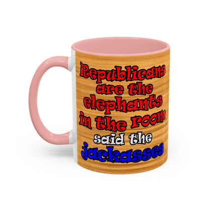 donkeys and elephants - Accent Mug (butterscotch wood finish)