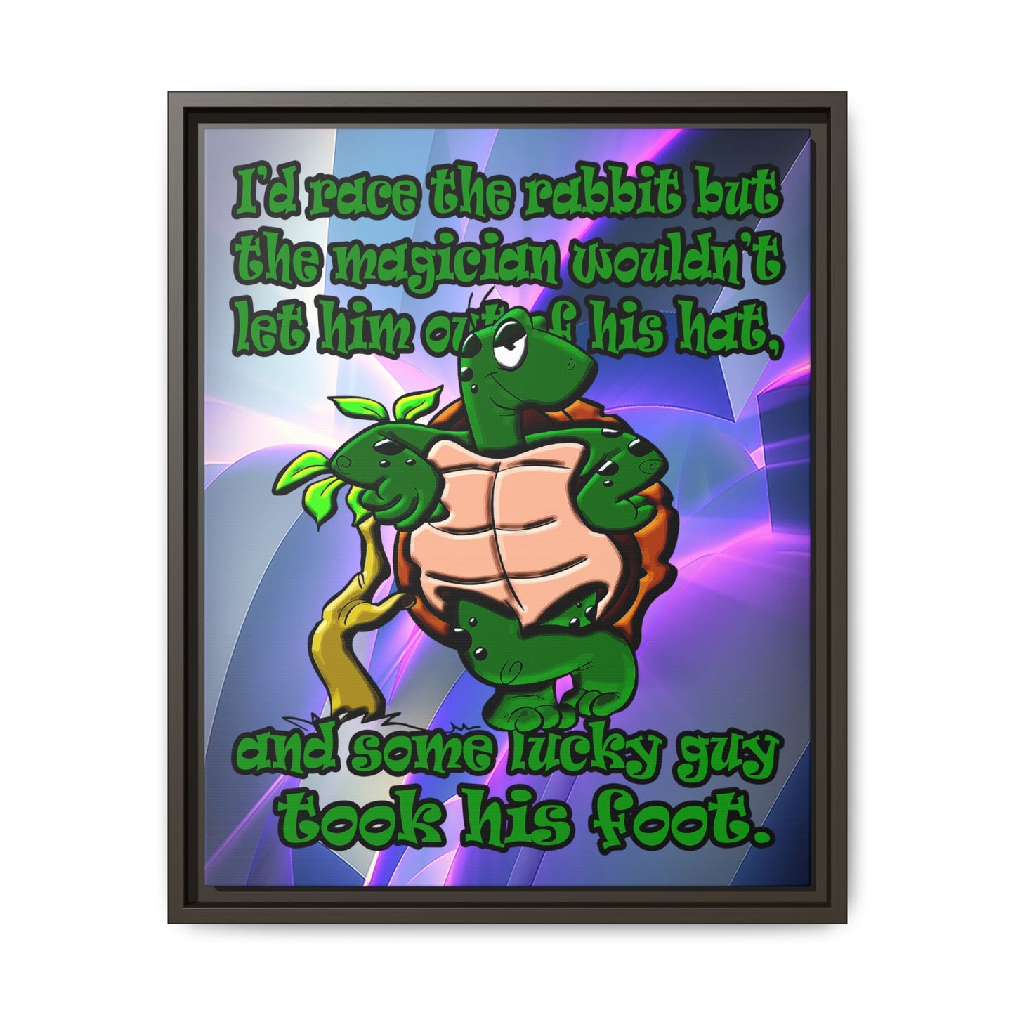 turtle race - framed canvas art (grey-pink wave)