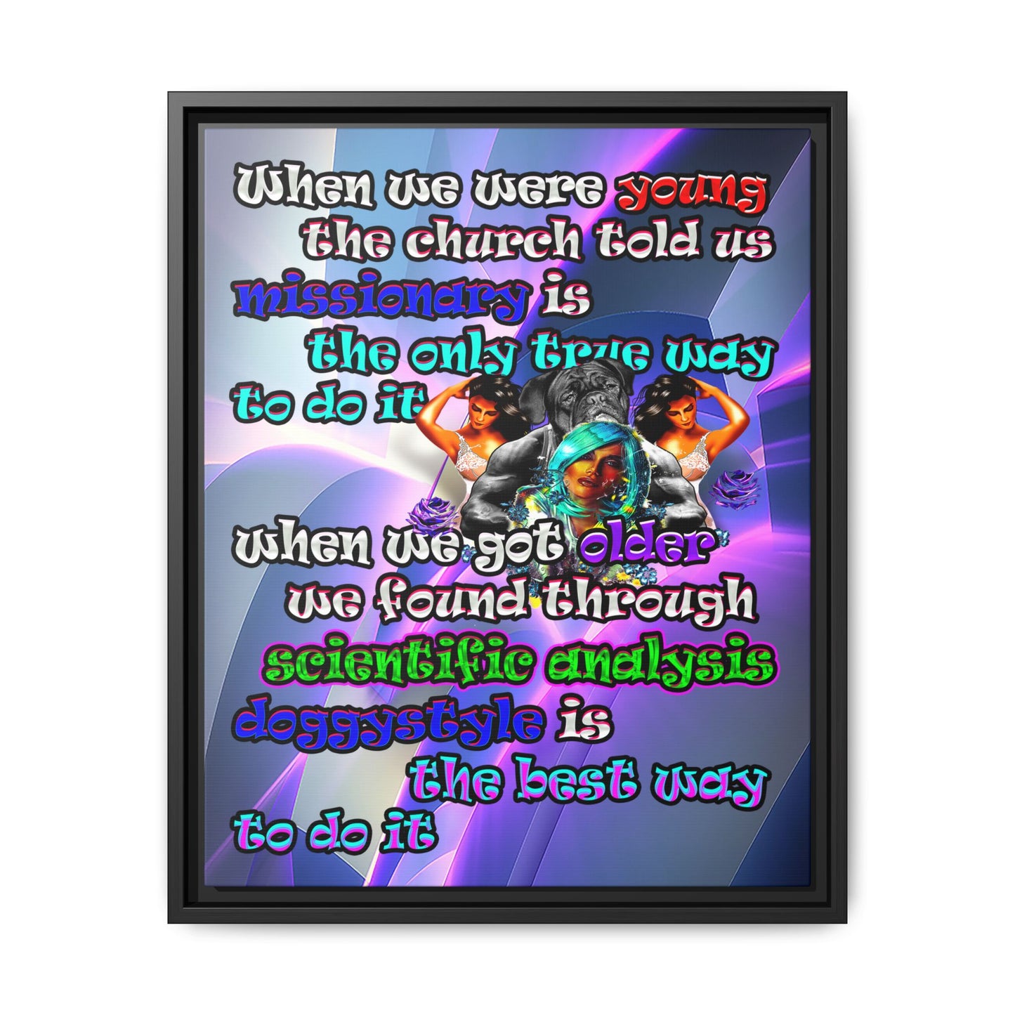 doggystyle - framed canvas art (grey-pink wave)