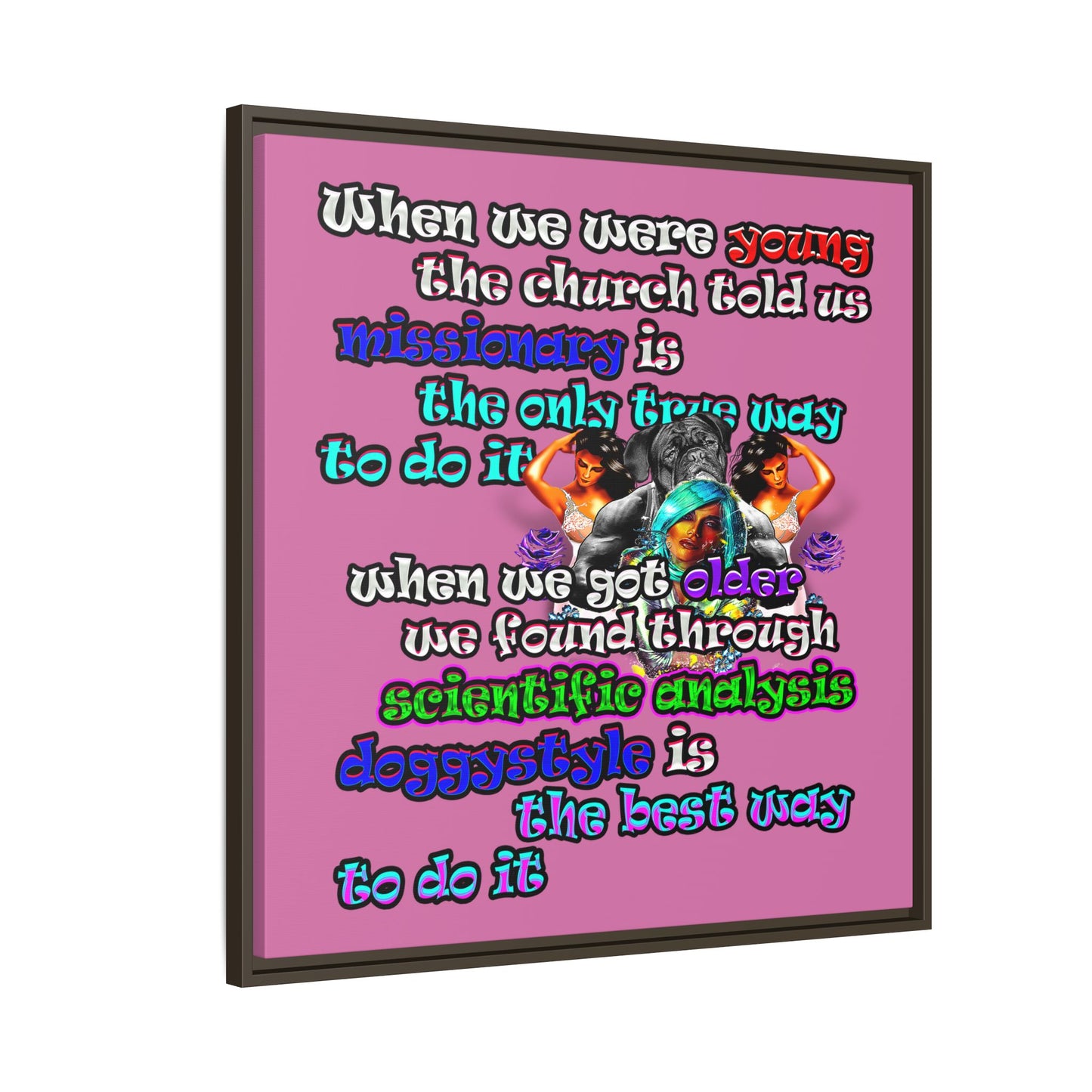 doggystyle - framed canvas art (light pink)