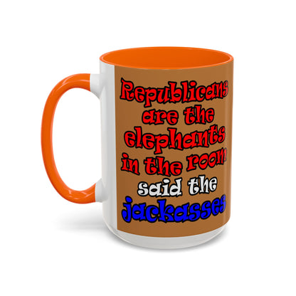 donkeys and elephants - Accent Mug (light brown)