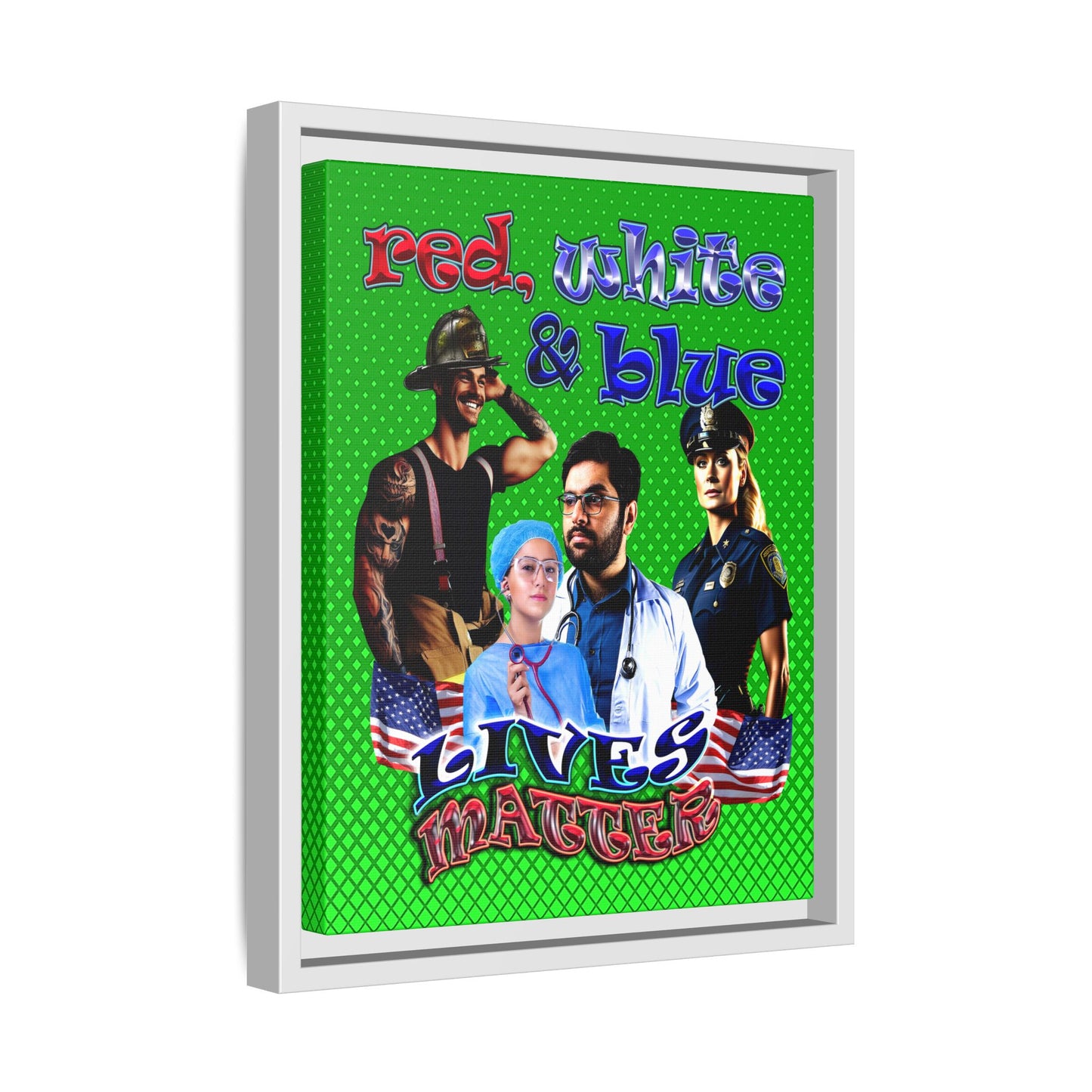 rw&b lives matter - framed canvas art (logo green)