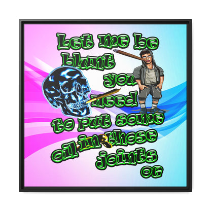 og - framed canvas art (light blue-pink wave)