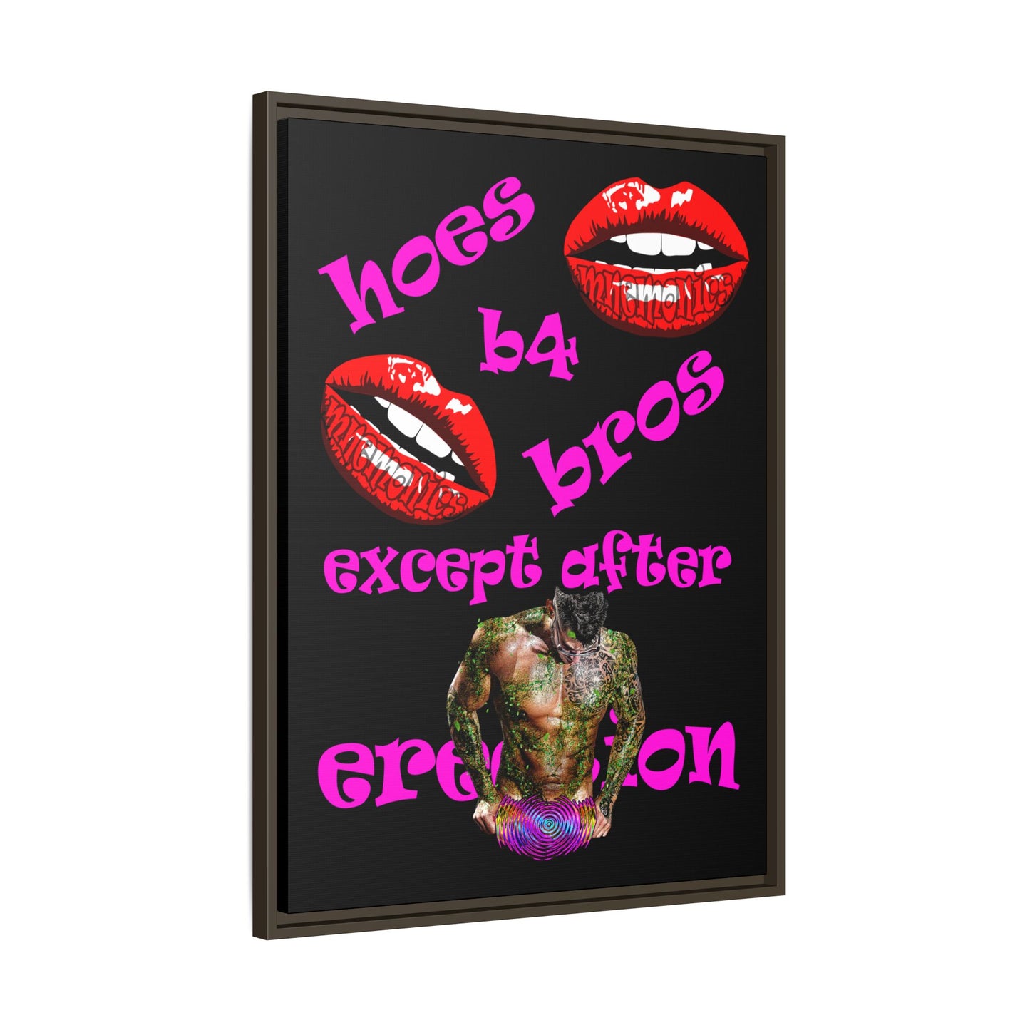 hoes b4 bros - framed canvas art (black)