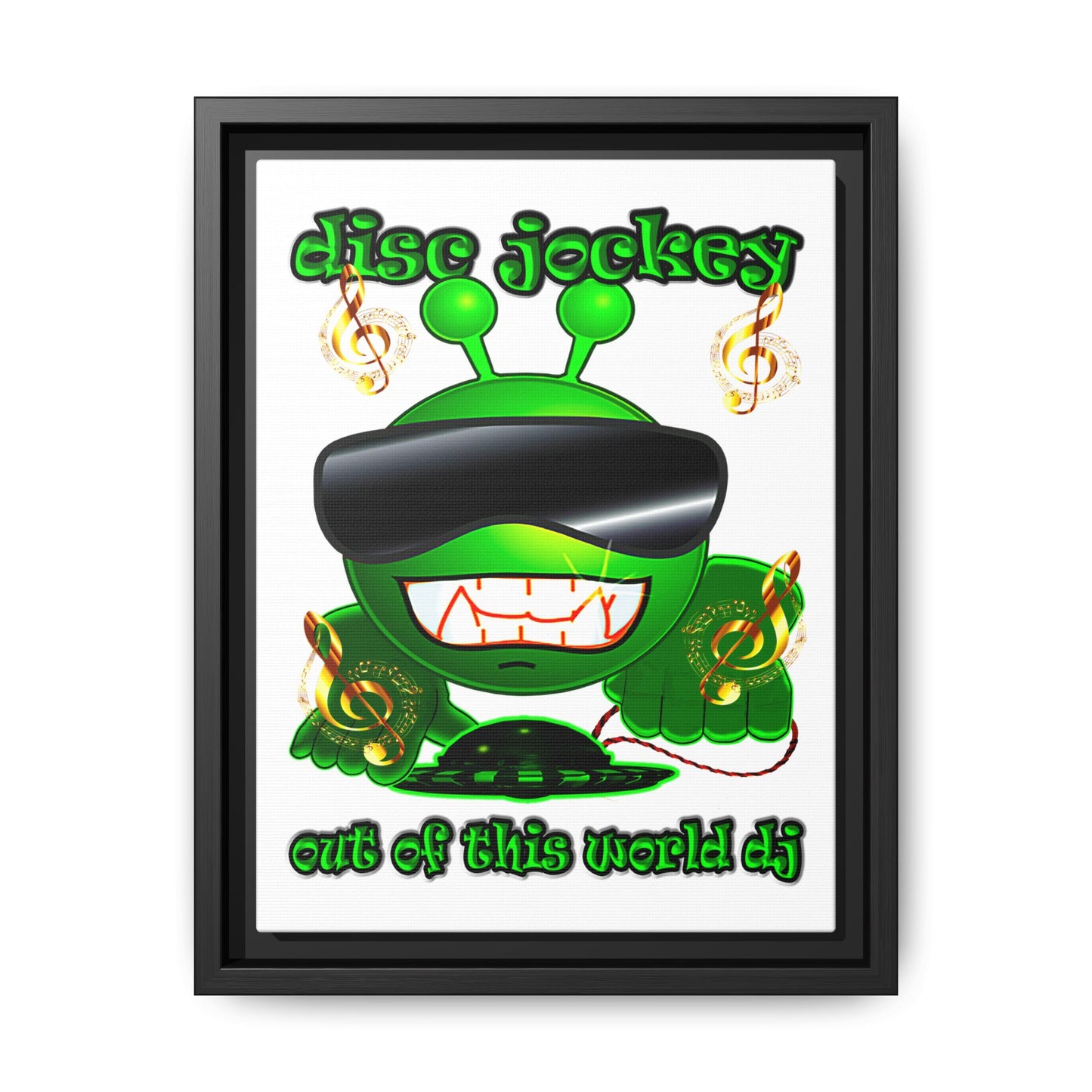 disc jockey - framed canvas art (white)