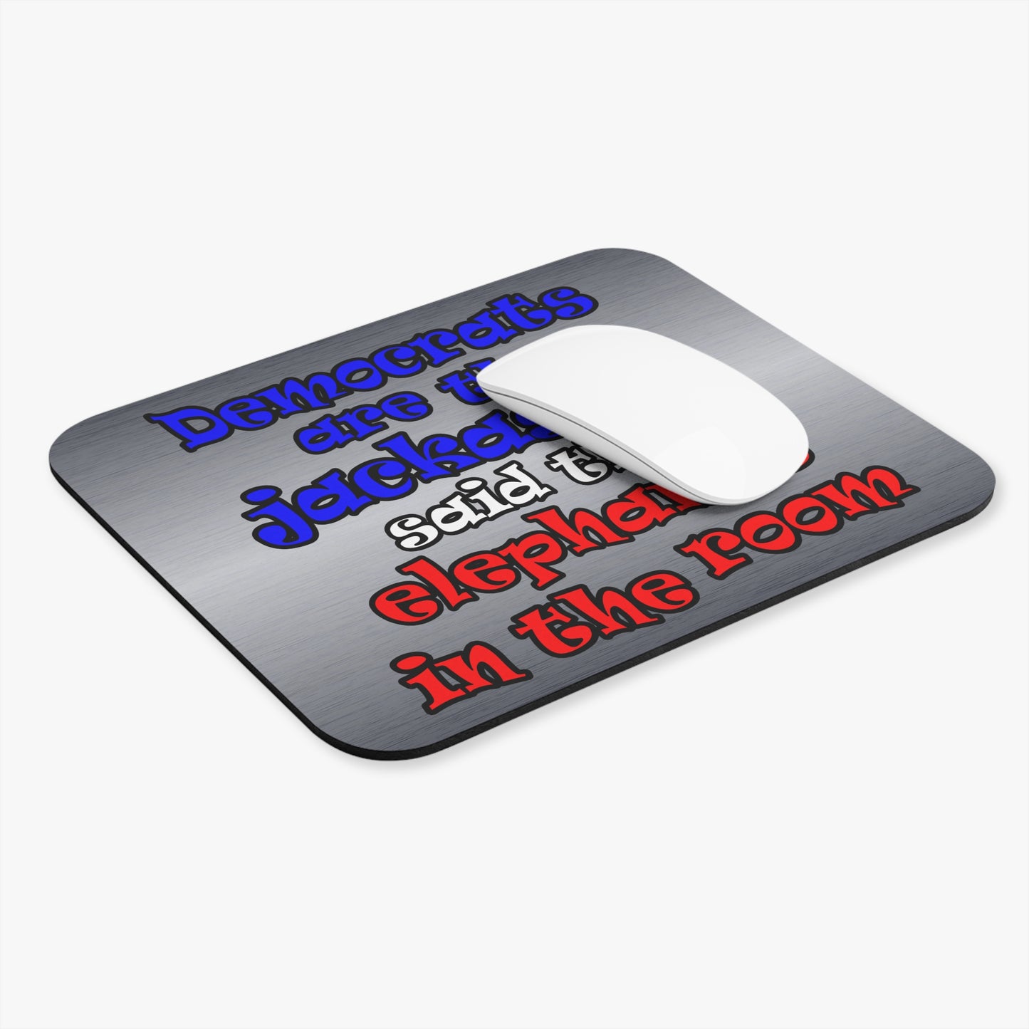 donkeys and elephants - Mouse Pad (Rectangle) (brushed nickel)