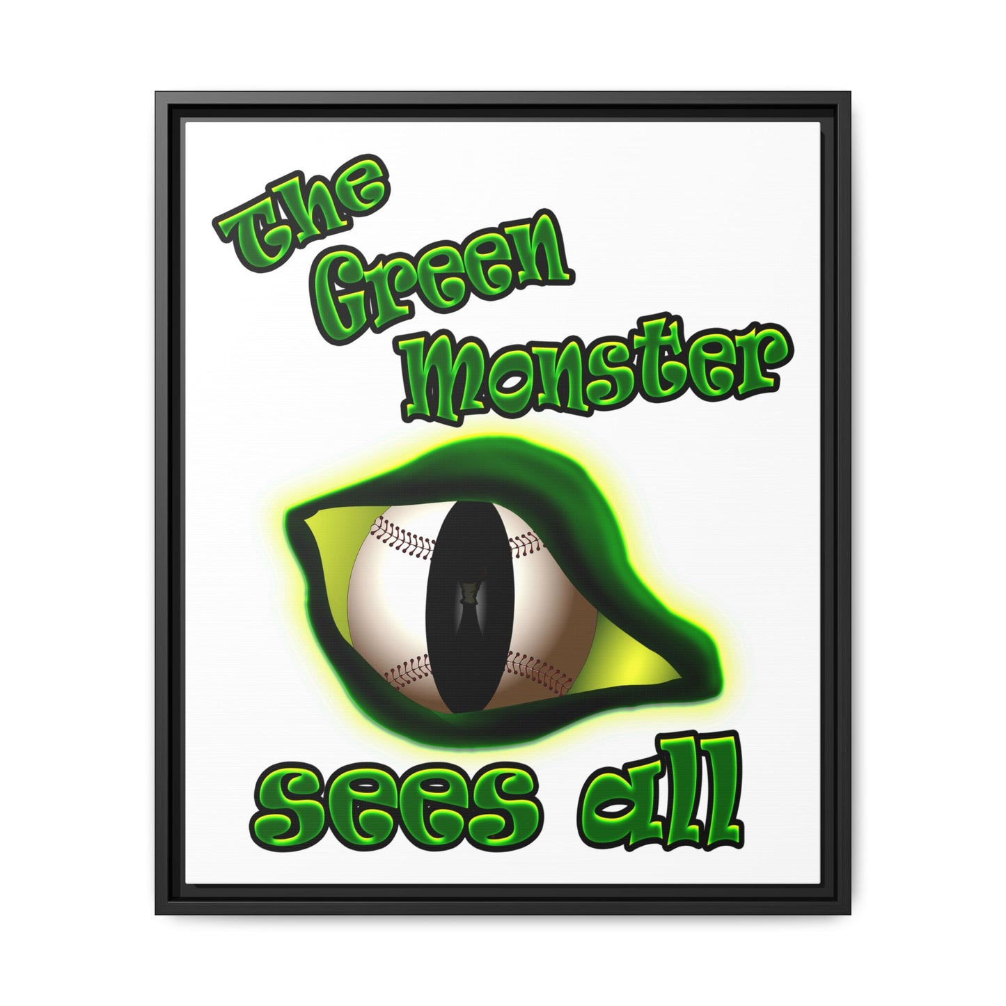 green monster - framed canvas art (white)