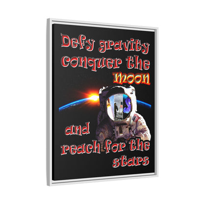 defy conquer reach - framed canvas art (black)