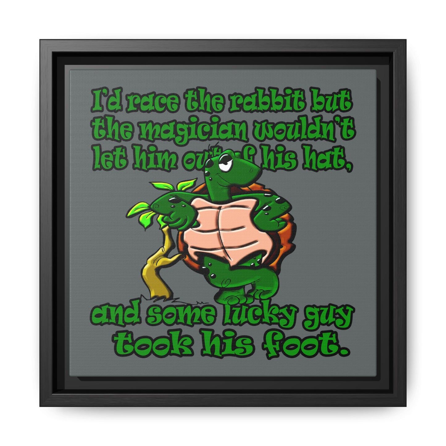 turtle race - framed canvas art (dark grey)