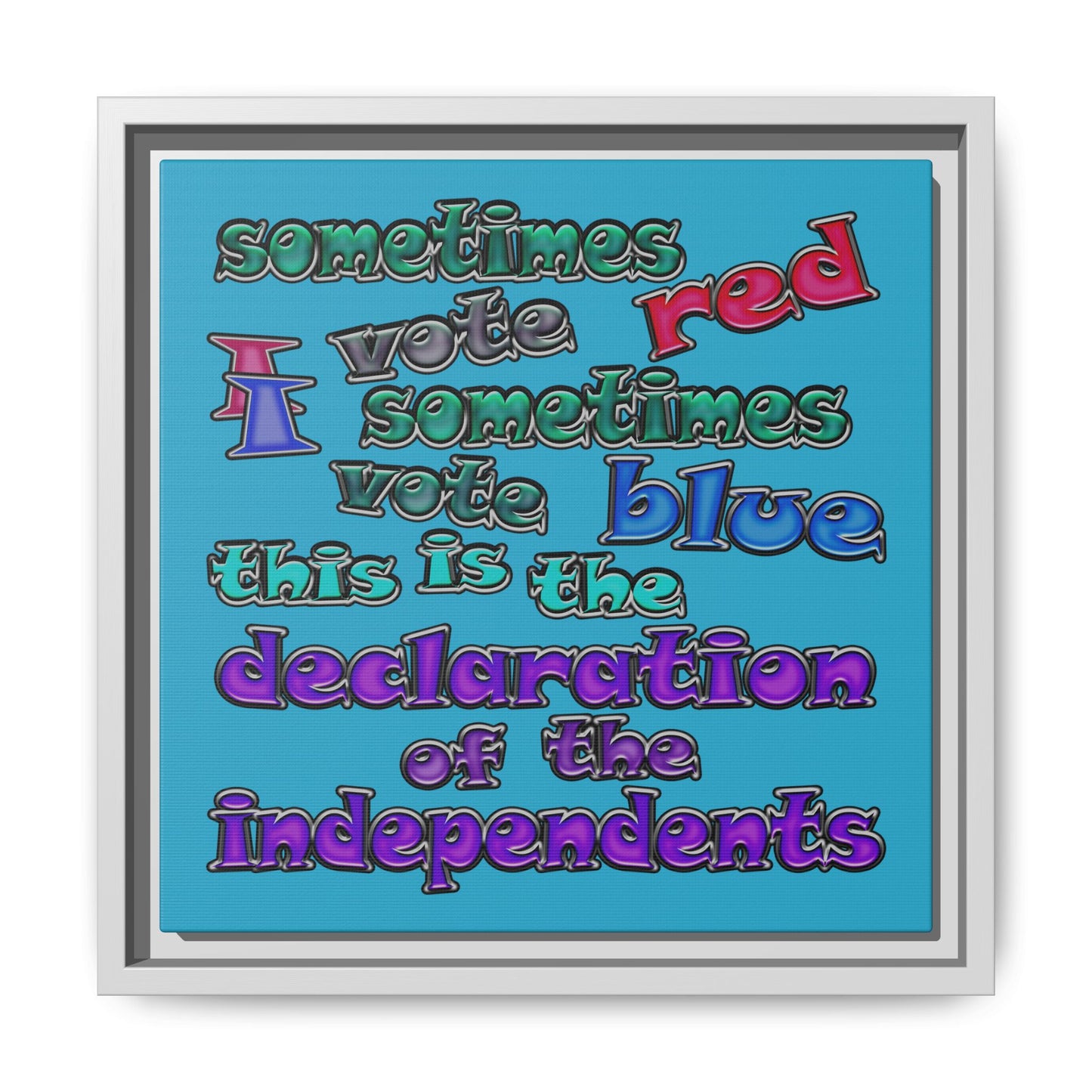 declaration of the independents - framed canvas art (turquoise)