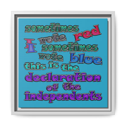 declaration of the independents - framed canvas art (turquoise)