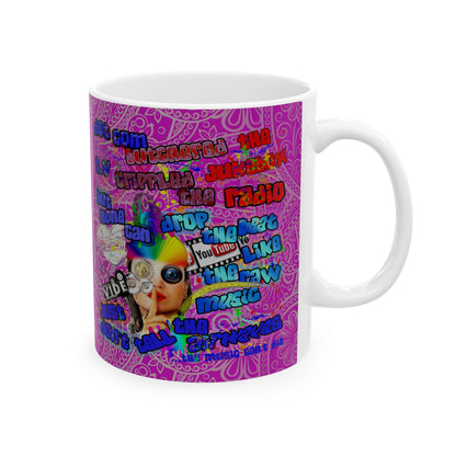 drop the beat - White Mug (pink swirl)