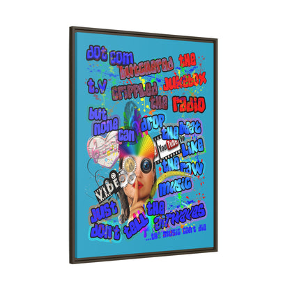 drop the beat - framed canvas art (turquoise)