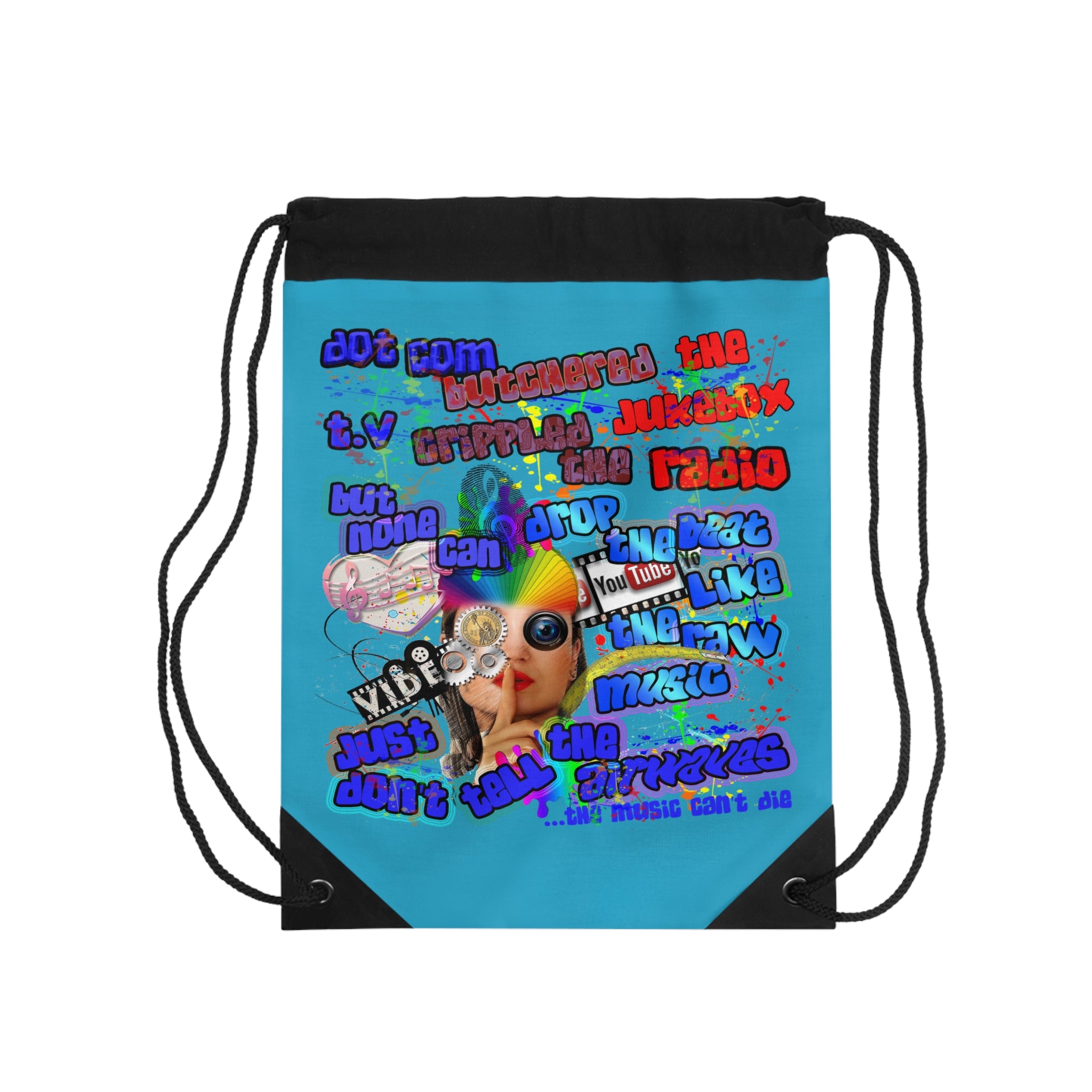 drop the beat - Drawstring Bag (turquoise)