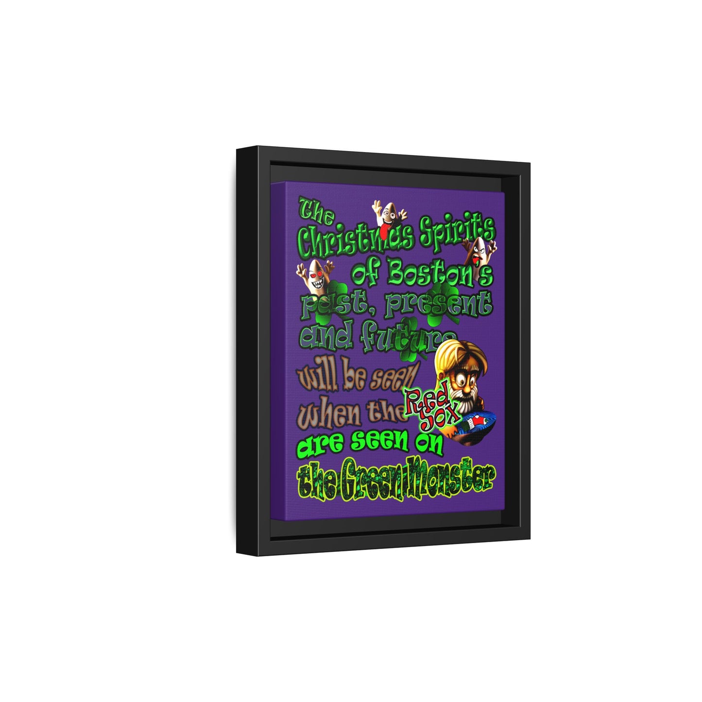 christmas spirits of boston - framed canvas art (purple)