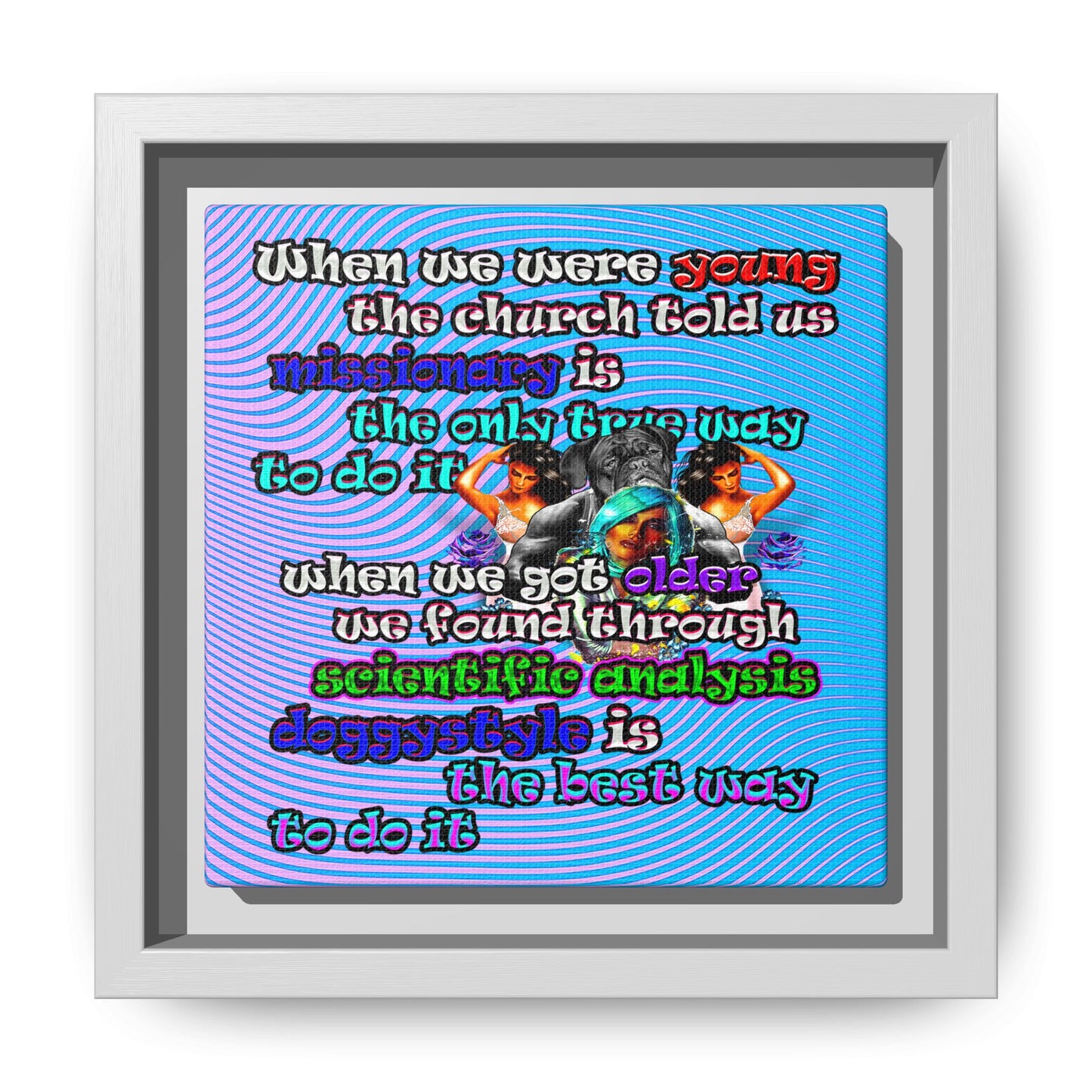 doggystyle - framed canvas art (light blue-purple wave)