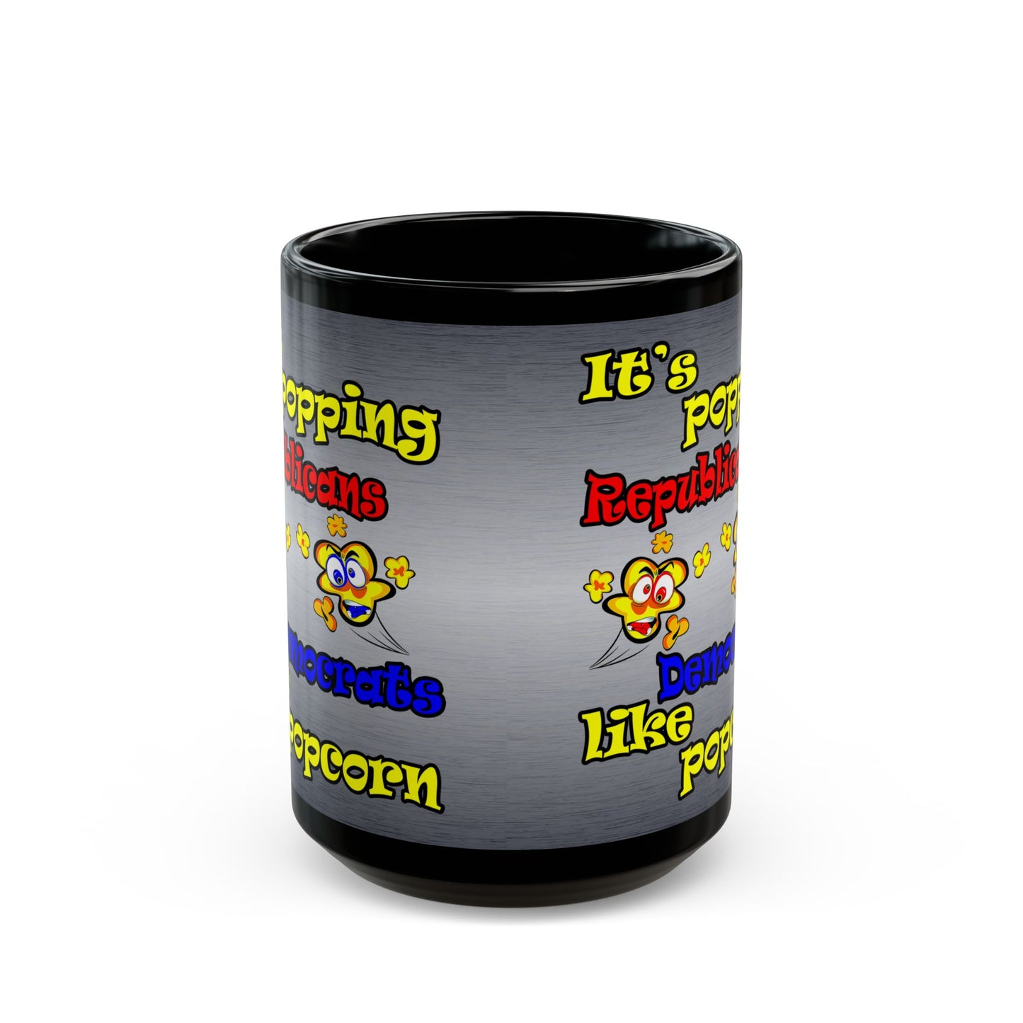 popping like popcorn - Black Mug (brushed nickel)