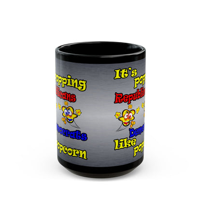 popping like popcorn - Black Mug (brushed nickel)