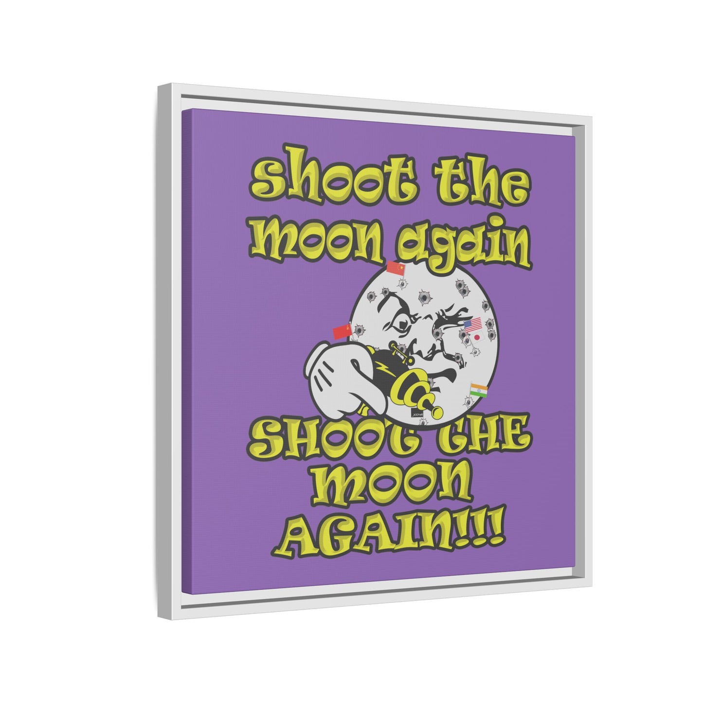 shoot the moon again - framed canvas art (light purple)