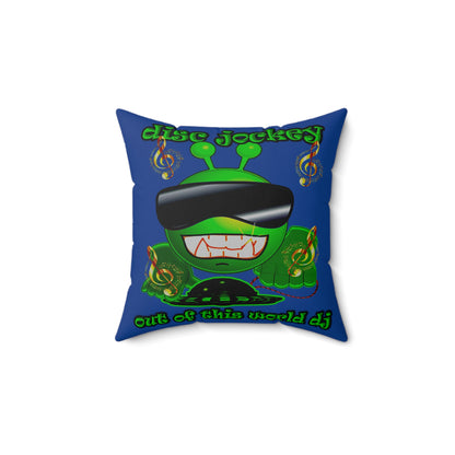 disc jockey - Spun Polyester Square Pillow - (dark blue)