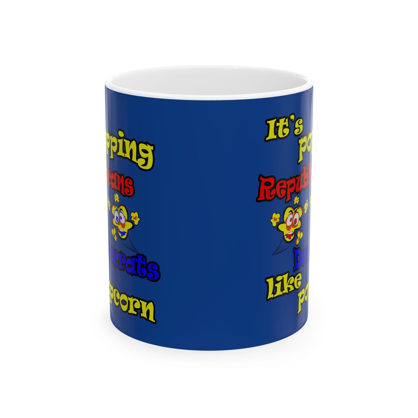 popping like popcorn - White Mug (dark blue)