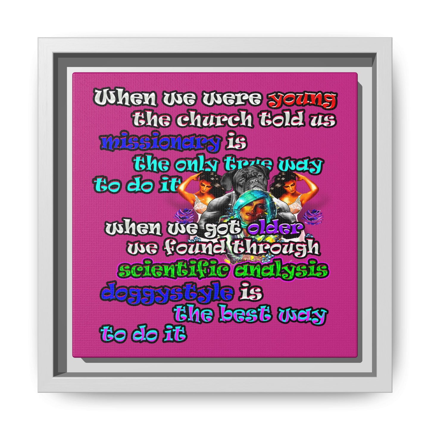 doggystyle - framed canvas art (pink)