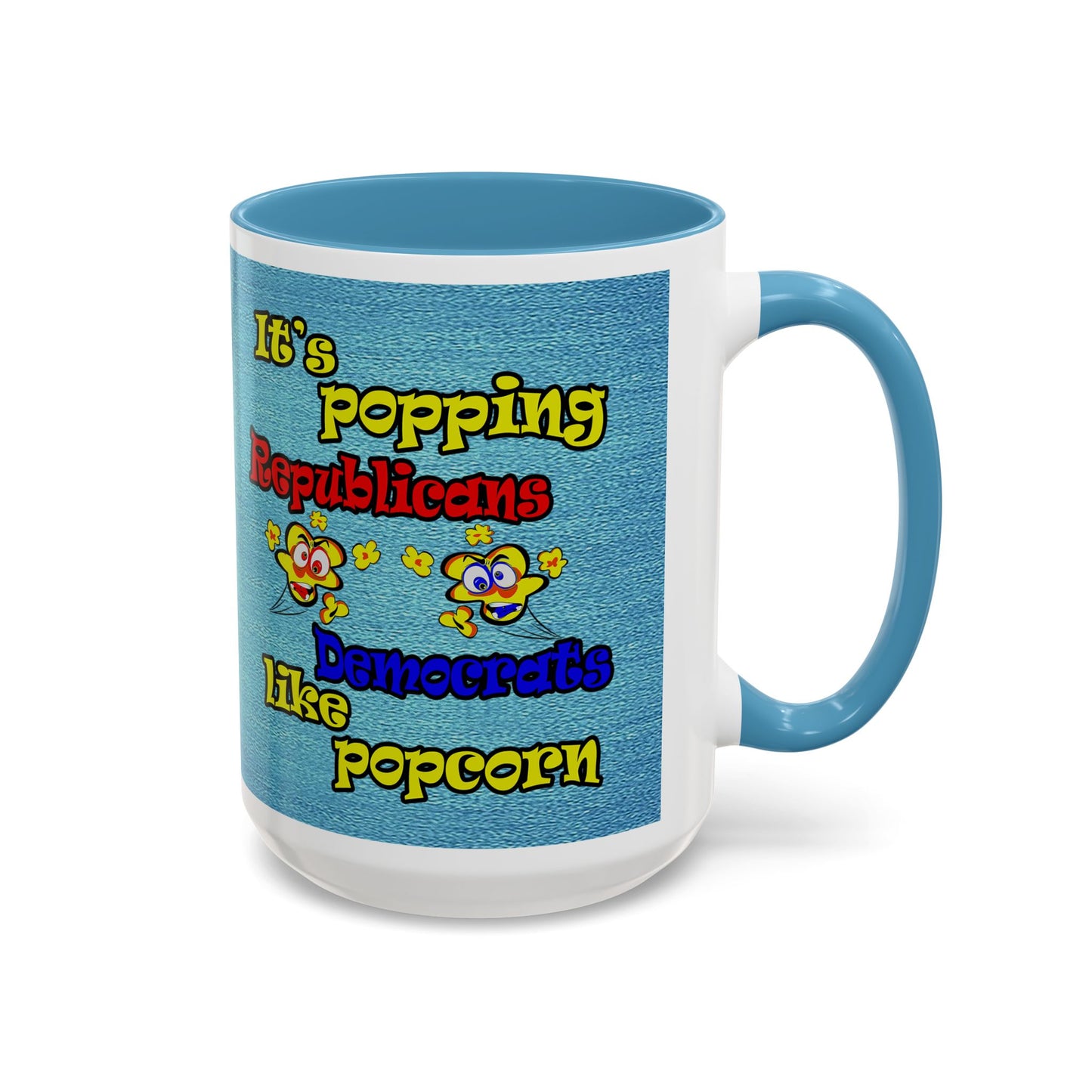 popping like popcorn - Accent Mug (faded dark blue)