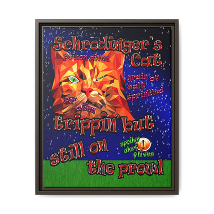 schrodinger's cat - framed canvas art ('snoops' background)