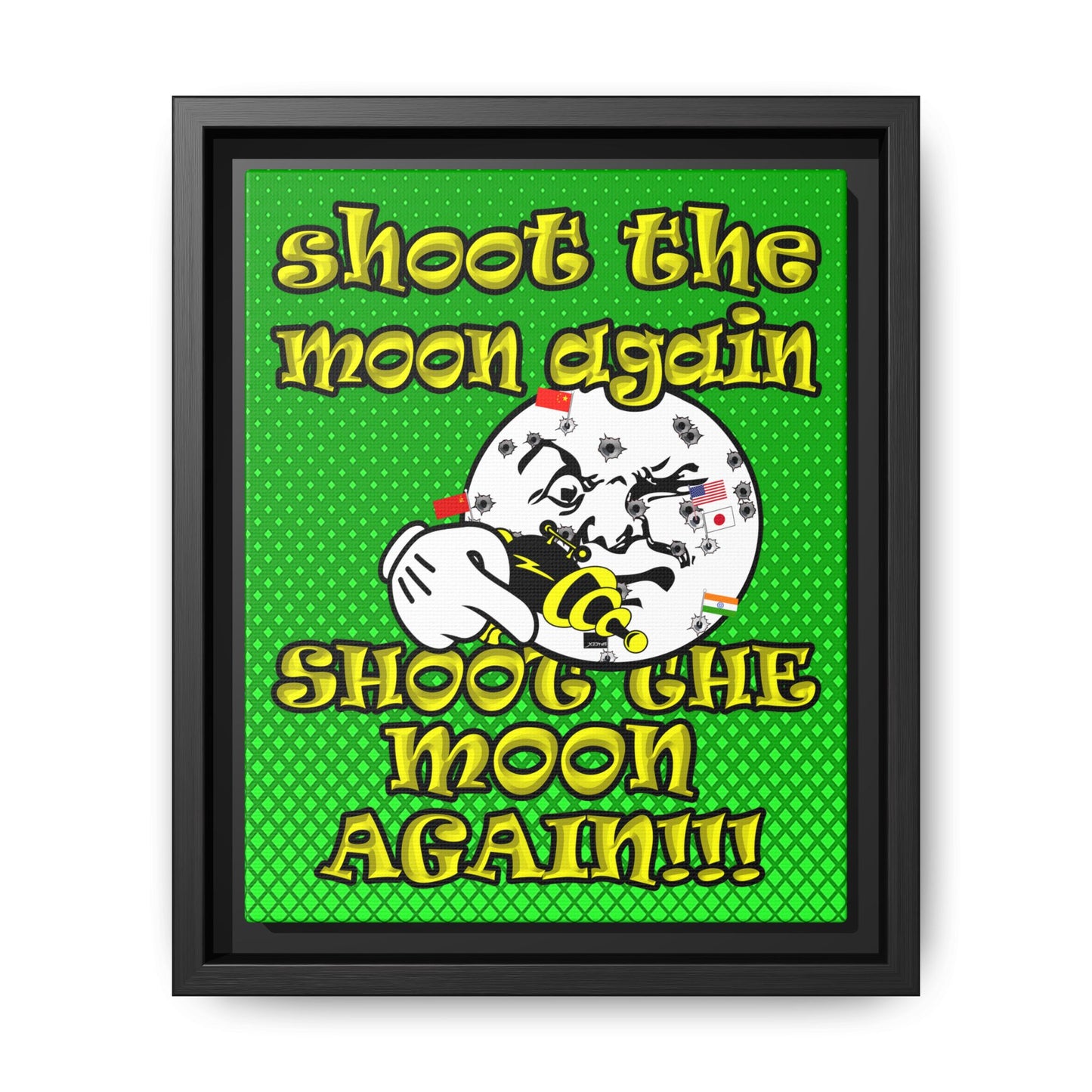 shoot the moon again - framed canvas art (logo green)
