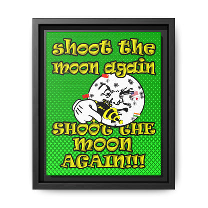 shoot the moon again - framed canvas art (logo green)