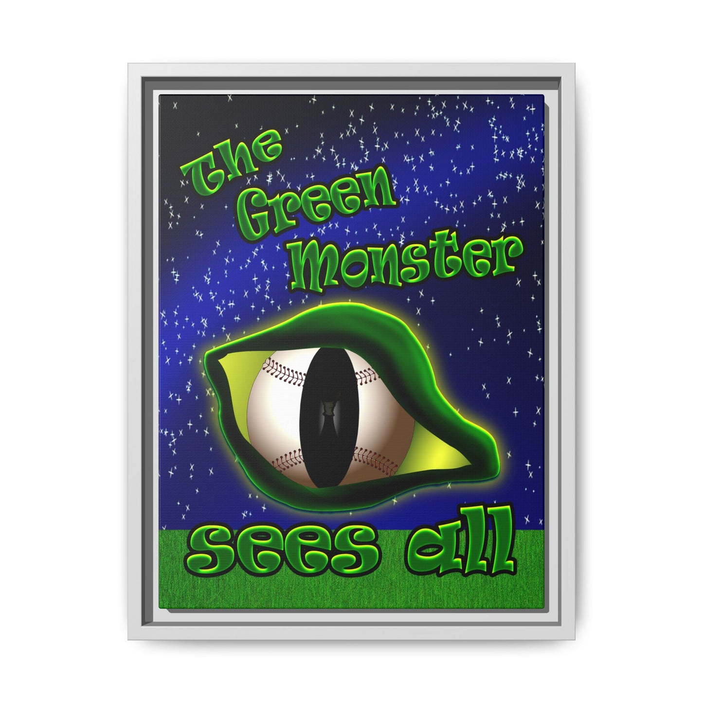 green monster - framed canvas art ('snoops' background)