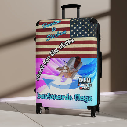 shoot for the stars - Suitcase (light blue-pink wave)