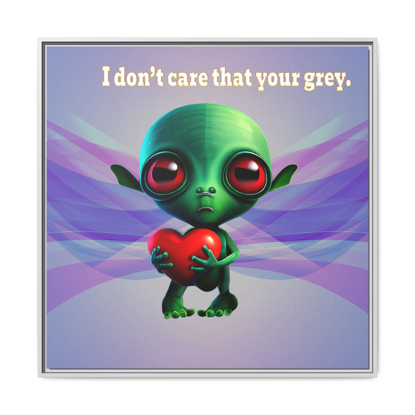 I don't care that your grey - framed canvas art (light blue-pink wave)