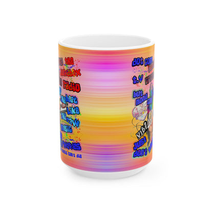 drop the beat - White Mug (color blur)