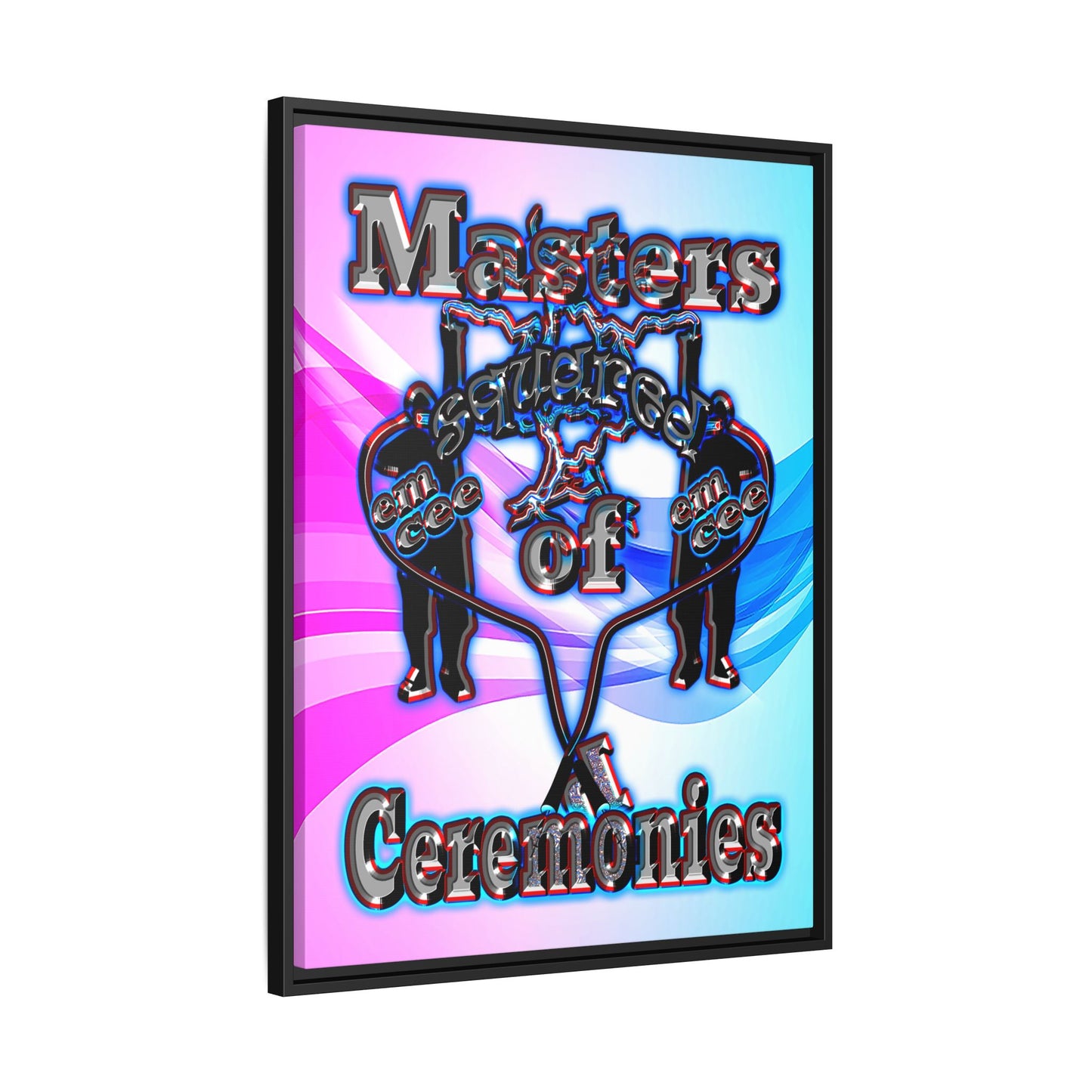 em cee squared - framed canvas art (light blue-pink wave)