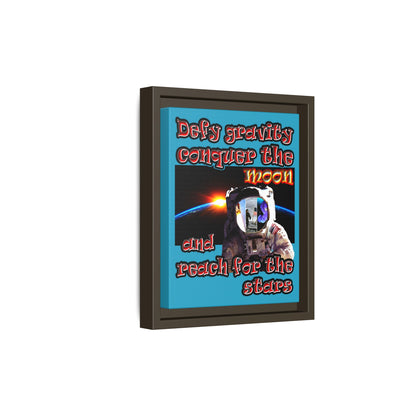 defy conquer reach - framed canvas art (turquoise)
