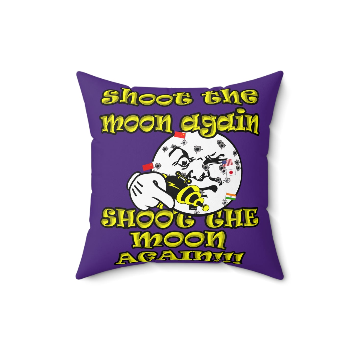 shoot the moon again - Spun Polyester Square Pillow - (purple)