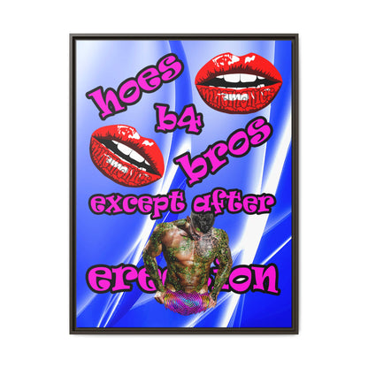 hoes b4 bros - framed canvas art (blue-white wave)