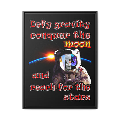 defy conquer reach - framed canvas art (black)