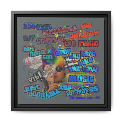 drop the beat - framed canvas art (dark grey)
