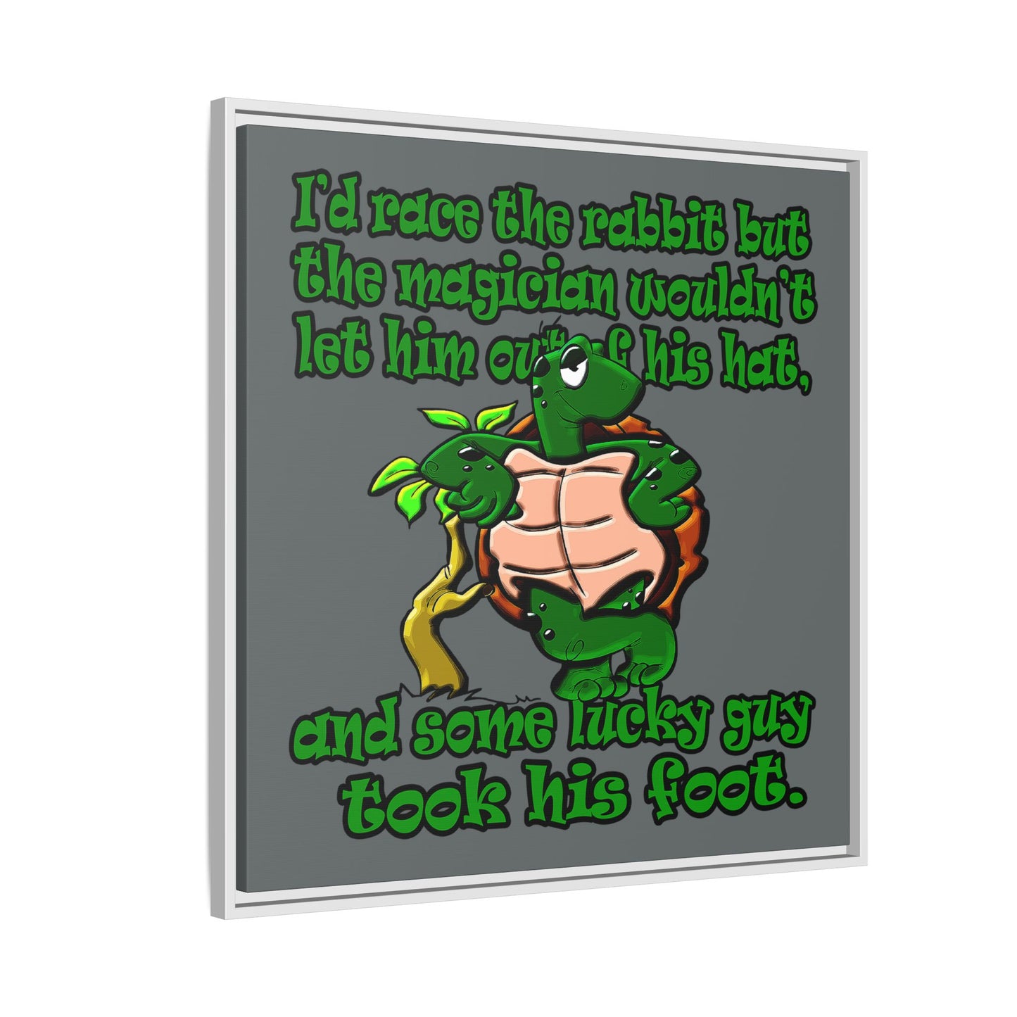turtle race - framed canvas art (dark grey)