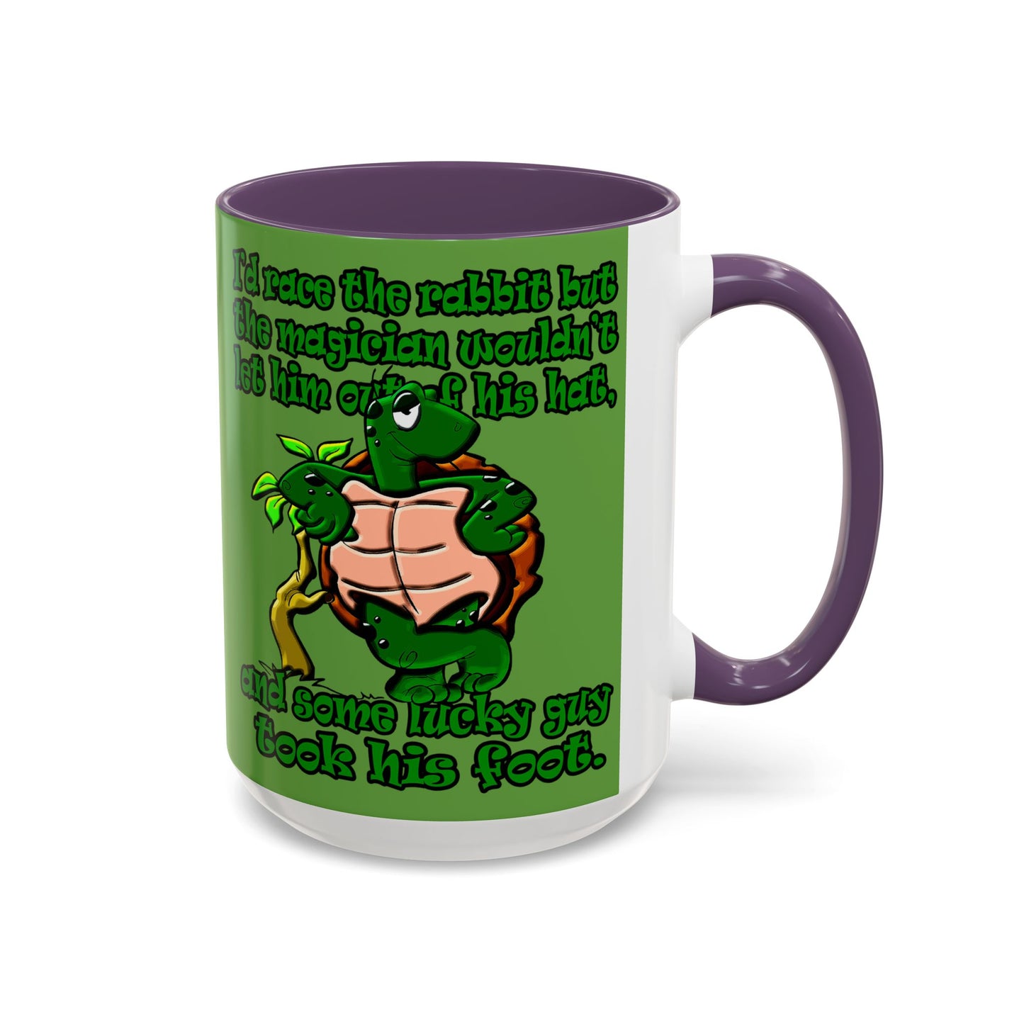 turtle race - Accent Mug (green)
