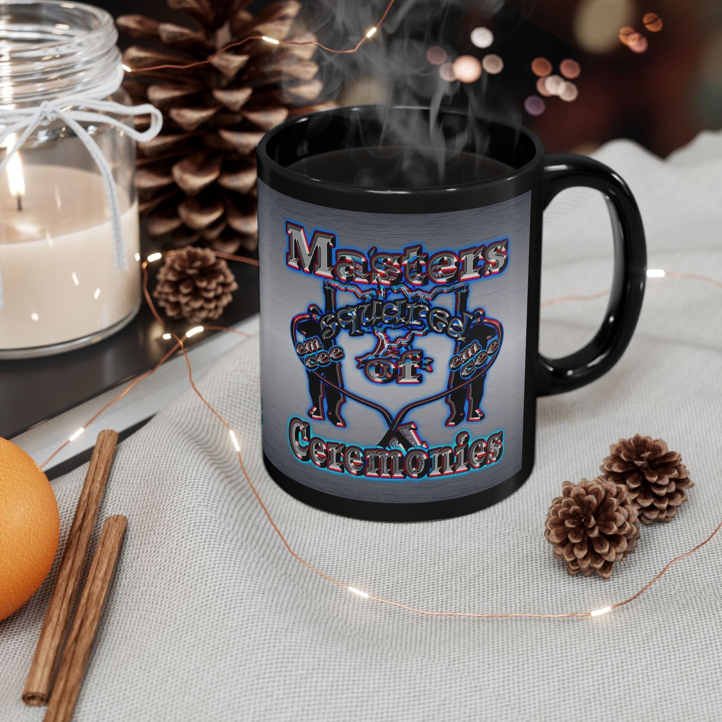 em cee squared - Black Mug (brushed nickel)
